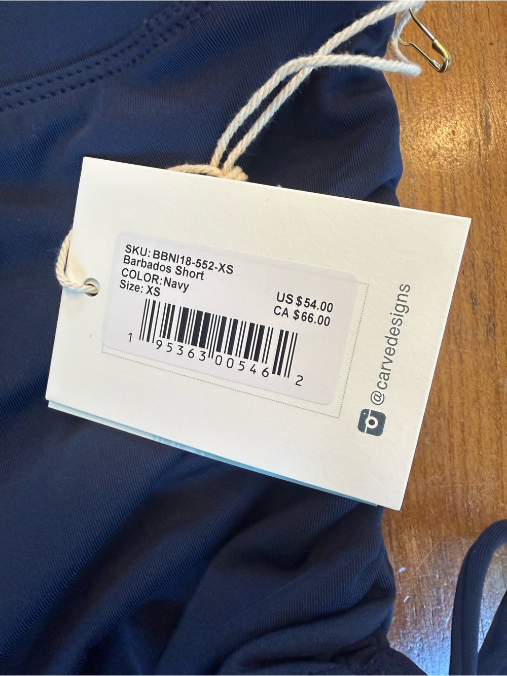 Carve Designs Navy Swim Shorts with Side Ruching Size XS NWT - Picture 3 of 4
